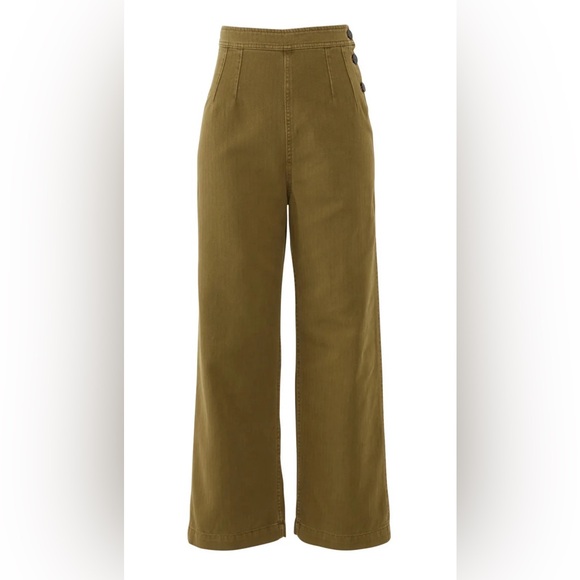 Free People Pants - FREE PEOPLE Green Clean Mod Utility Button Up Boho Crop‎ Pants Size 2